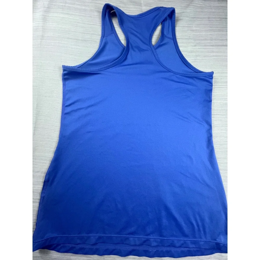 Nike Dri-FIT Womens Racerback Tank Top Blue Swoosh Logo Gym Athletic XL